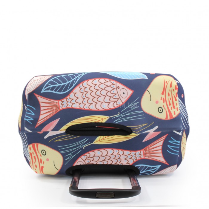 Чехол для чемодана Польша малый S ткань (дайвинг) рыбки/Fly 151-20, фото 5