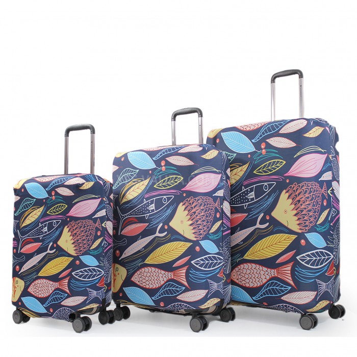 Чехол для чемодана Польша малый S ткань (дайвинг) рыбки/Fly 151-20, фото 7