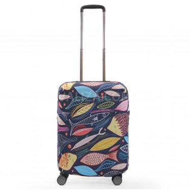 Чехол для чемодана Польша малый S ткань (дайвинг) рыбки/Fly 151-20