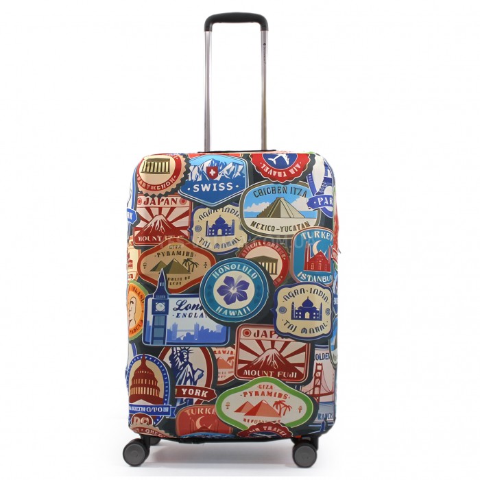 Чехол для чемодана Польша средний М ткань (дайвинг) марки/Fly 271-24 (271-24 stamps), фото 1