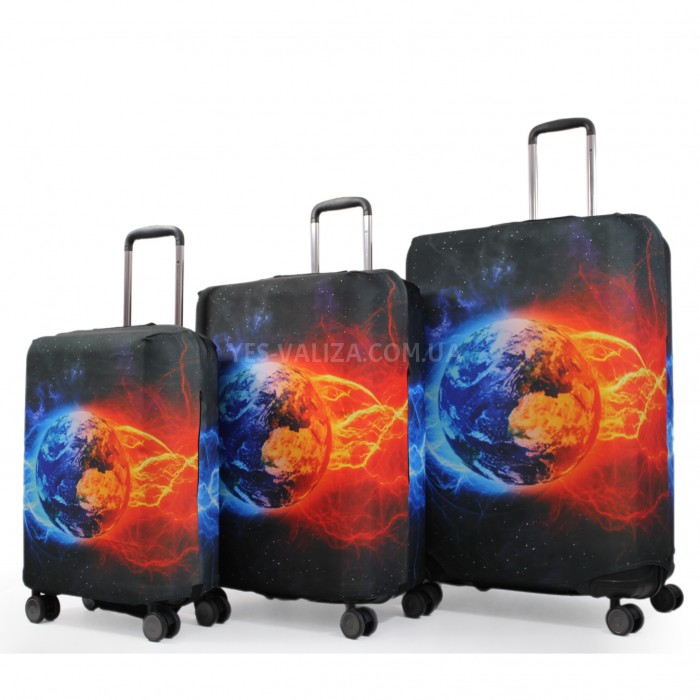 Чехол для чемодана Польша средний М ткань (дайвинг) планета/Fly 181-24, фото 6