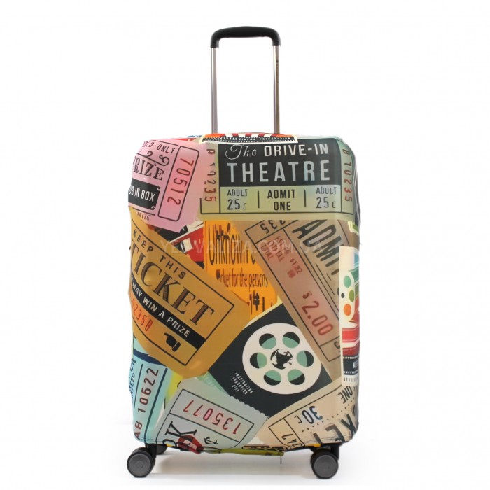 Чехол для чемодана Польша средний М ткань (дайвинг) билеты/Fly 451-24, фото 1