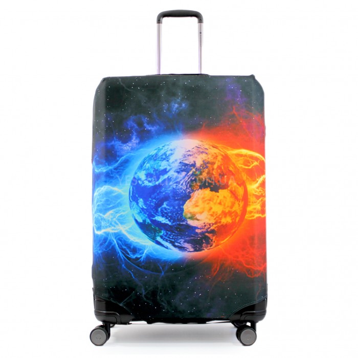Чехол для чемодана Польша большой L ткань (дайвинг) планета/Fly 181-28, фото 2