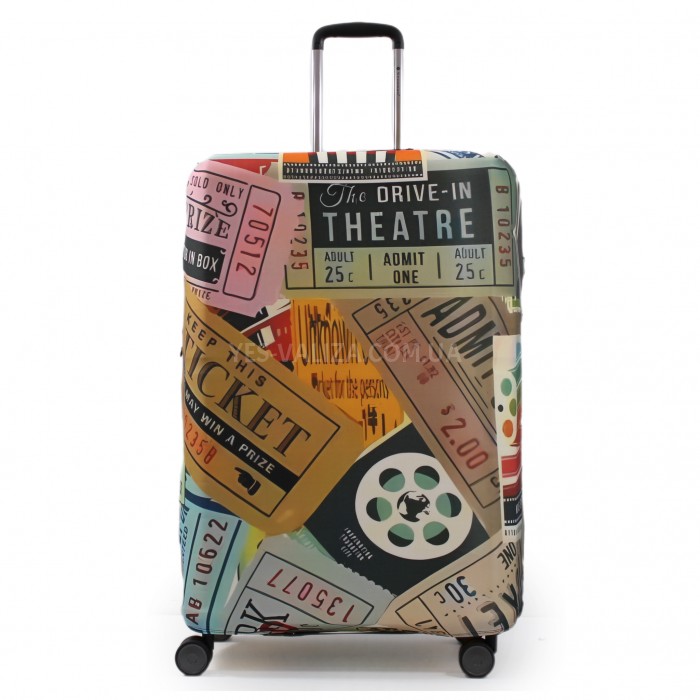 Чехол для чемодана Польша большой L ткань (дайвинг) билеты/Fly 451-28, фото 1