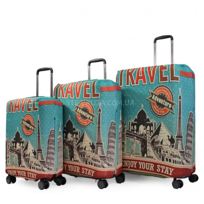 Чехол для чемодана средний М ткань (дайвинг) приключение/Fly 471-24, фото 7