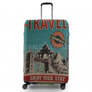 Чехол для чемодана большой L ткань (дайвинг) приключение/Fly 471-28