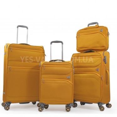 Набір валіз Франція (L M S+BC-4шт) тканина жовтий/Snowball 21505
