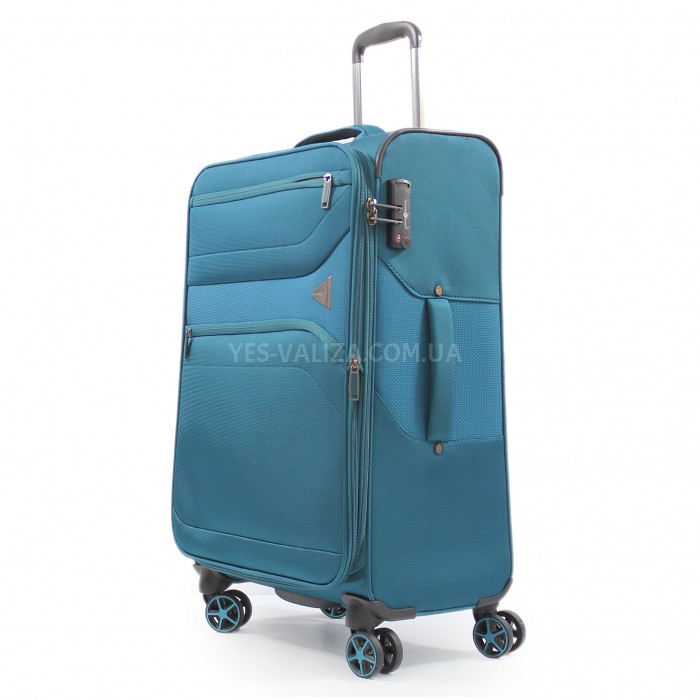 Валіза середня M тканина бірюза 67х44х25+5см/78л/3.1кг/Snowball 21505, фото 1
