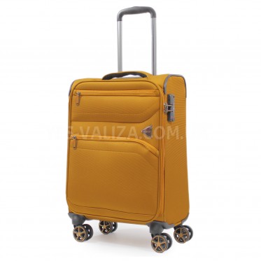 Валіза ручна поклажа S тканина жовтий 55х37х20/35л/2.7кг/Snowbal 21505