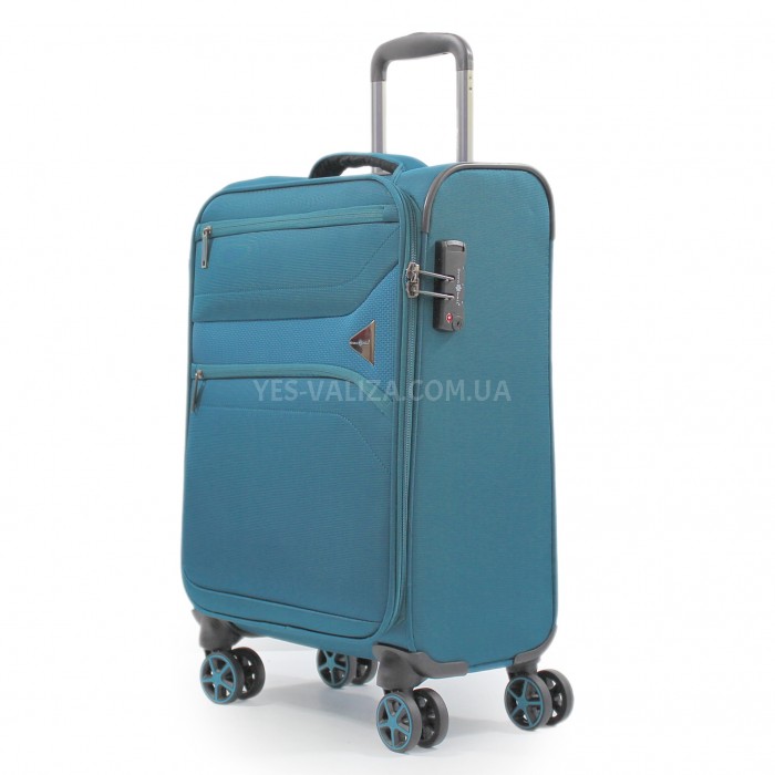 Чемодан ручная кладь S ткань бирюза 55х37х20/35л/2.7кг/Snowball 21505, фото 2