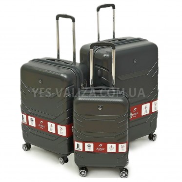 Набор чемоданов Франция (L M S-3шт) поликарбонат серый/Airtex 7313