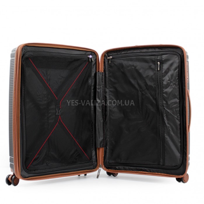 Валіза середня M поліпропілен чорний 66х46х27+5/83л/3.6кг/Airtex 247, фото 10