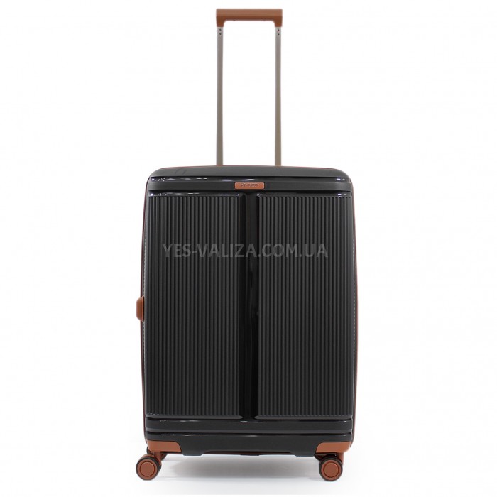 Валіза середня M поліпропілен чорний 66х46х27+5/83л/3.6кг/Airtex 247, фото 1