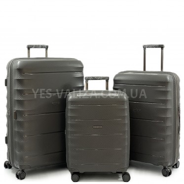Набор чемоданов Франция (L M S-3шт) полипропилен серый/Airtex 242