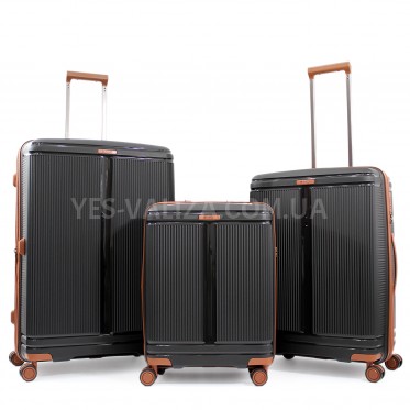 Набор чемоданов Франция (L M S-3шт) полипропилен чёрный/Airtex 247