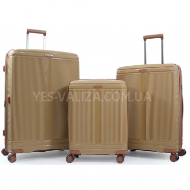Набор чемоданов Франция (L M S-3шт) полипропилен кофе/Airtex 247