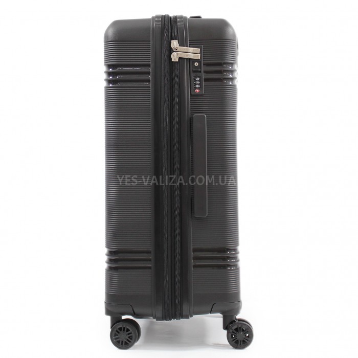 Чемодан средний M полипропилен чёрный 66х44х25+5/79л/4кг/Snowbal 21204, фото 4