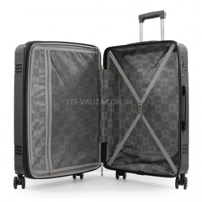 Валіза середня M поліпропілен чорна 66х44х25+5/79л/4кг/Snowball 21204, фото 10