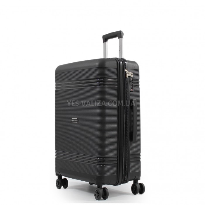 Валіза середня M поліпропілен чорна 66х44х25+5/79л/4кг/Snowball 21204, фото 1