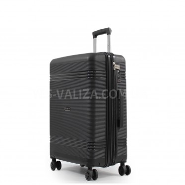 Чемодан средний M полипропилен чёрный 66х44х25+5/79л/4кг/Snowbal 21204