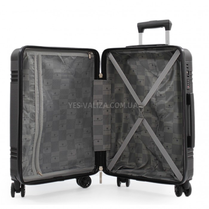 Чемодан ручная кладь S полипропилен чёрный 55х36х20/36л/3кг/Snowball, фото 11