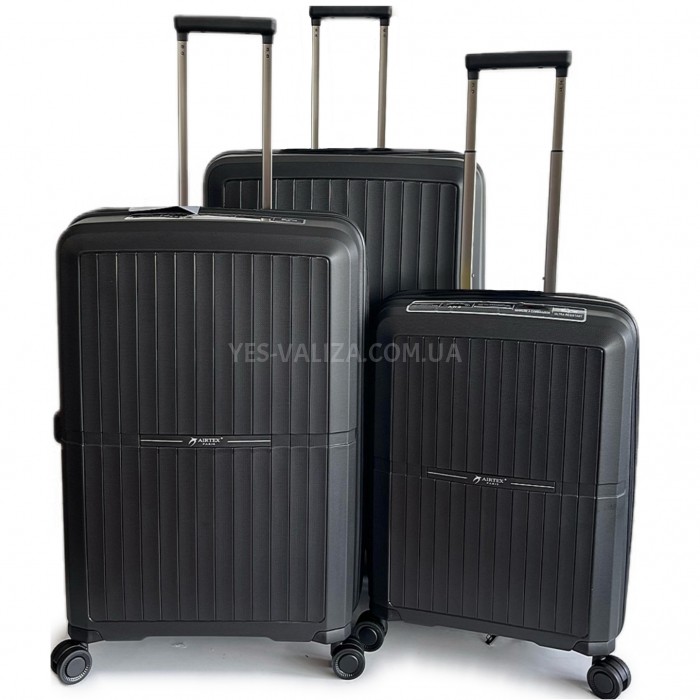 Набір валіз Франція (L M S-3шт) поліпропілен чорний/Airtex 249, фото 1