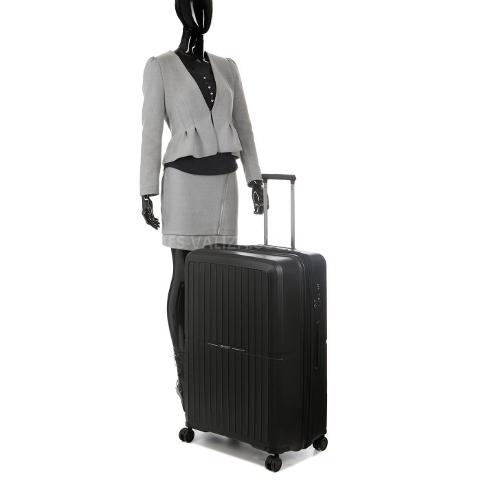 Валіза велика L поліпропілен чорна 76x52x32+5/125л/4.4кг/Airtex 249, фото 11