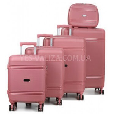 Набор чемоданов Франция (L M S XS+BC-5шт) полипропилен розовый/Snowbal