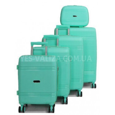 Набор чемоданов Франция (L M S XS+BC-5шт) полипропилен бирюза/Snowball