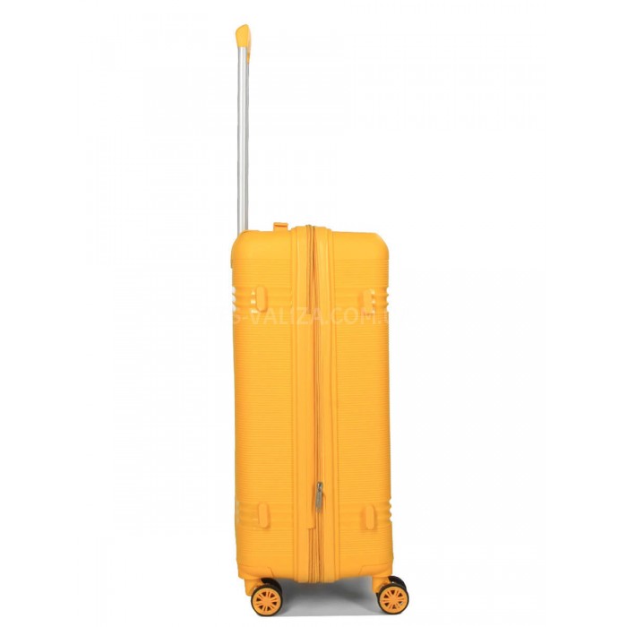 Чемодан средний M полипропилен жёлтый66х44х25+5/79л/4кг/Snowball 21204, фото 5