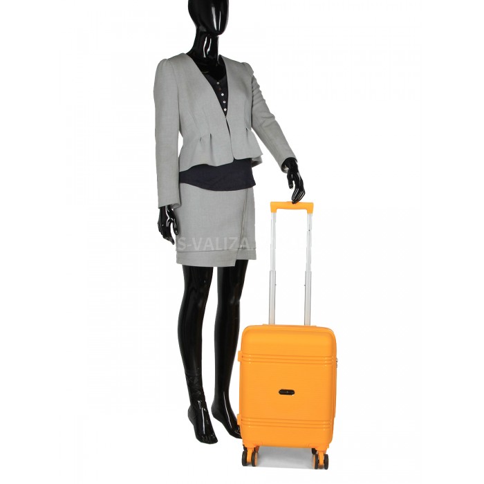 Чемодан ручная кладь S полипропилен жёлтый 55х36х20/36л/3кг/Snowball, фото 10