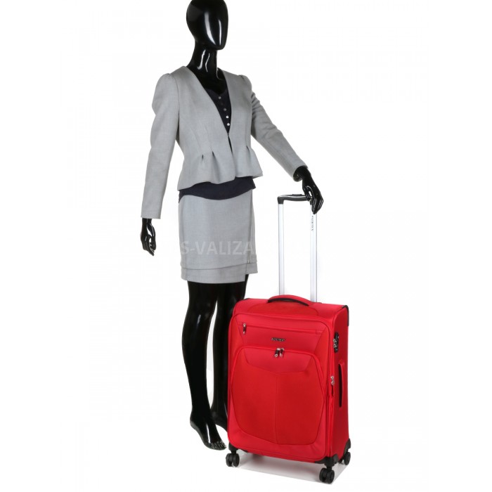 Валіза середня M тканина червона 66х44х29(+5)см/77л/2.7кг/Airtex 6903, фото 12