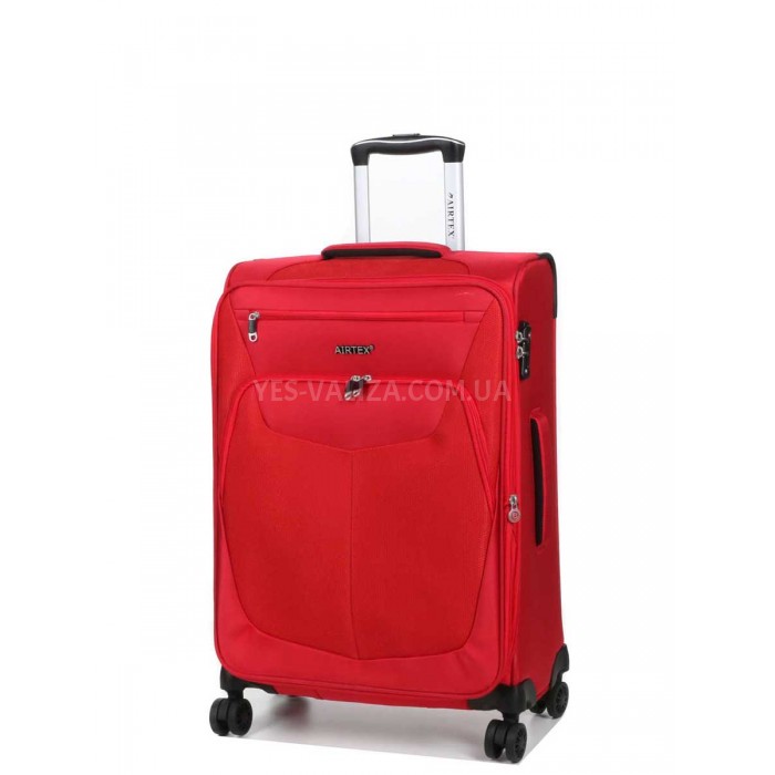 Чемодан средний M ткань красный 66х44х29(+5)см/77л/2.7кг/Airtex 6903, фото 2