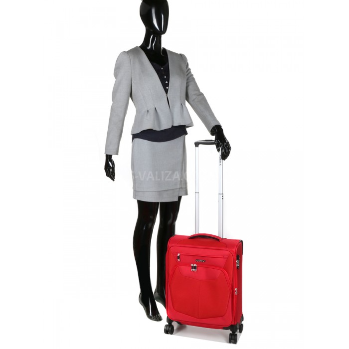 Валіза ручна поклажа S тканина червона 55х40х20+5/36л/2.4кг/Airtex 6903, фото 12