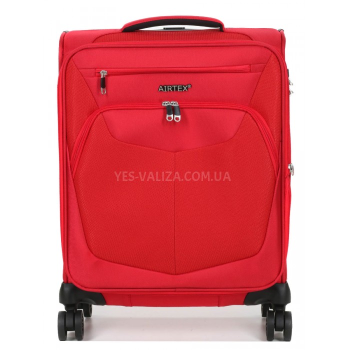 Чемодан ручная кладь S ткань красный 55х40х20+5/36л/2.4кг/Airtex 6903, фото 3