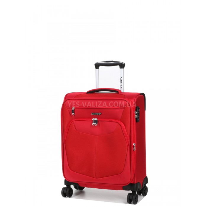 Чемодан ручная кладь S ткань красный 55х40х20+5/36л/2.4кг/Airtex 6903, фото 2