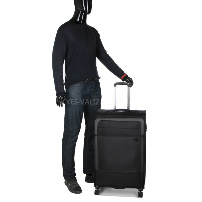Чемодан средний M ткань чёрный 68х43х27(+5)см/68л/3.5кг/Airtex 832, фото 8