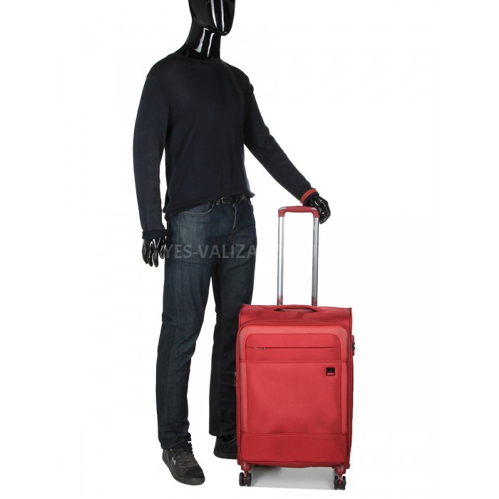 Чемодан средний M ткань красный 68х43х27(+5)см/68л/3.5кг/Airtex 832, фото 12
