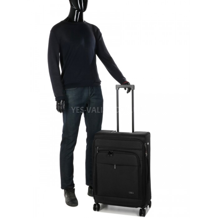 Чемодан средний M ткань чёрный 65х43х27(+5)см/73л/3.5кг/Airtex 829, фото 10