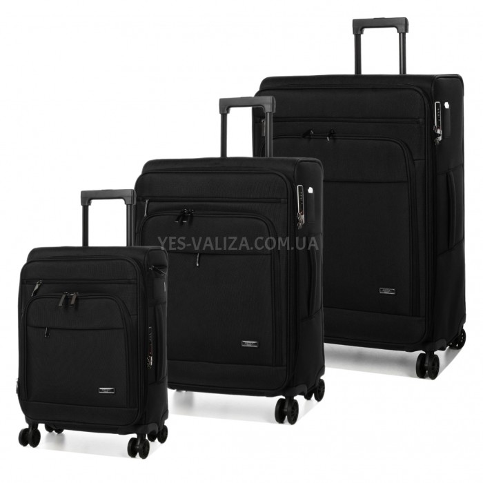 Набор чемоданов Франция (L M S-3шт) ткань чёрный/Airtex 829, фото 1