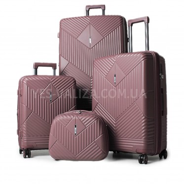 Набор чемоданов Франция (L M S+BC-4шт) полипропилен фиолет/Airtex 639