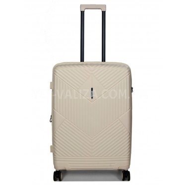 Валіза середня M поліпропілен молочна 67х46х26+5см/77л/4кг/Airtex 639