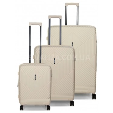 Набор чемоданов Франция (L M S-3шт) полипропилен молочный/Airtex 639