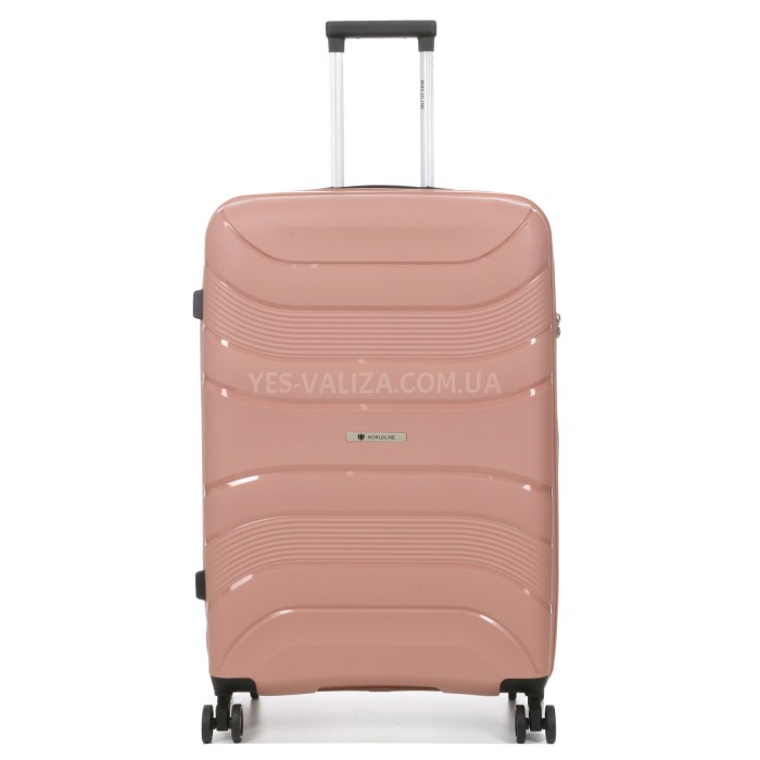 Набор чемоданов Франция (L M S-3шт) полипропилен розовый/Worldline 288, фото 4