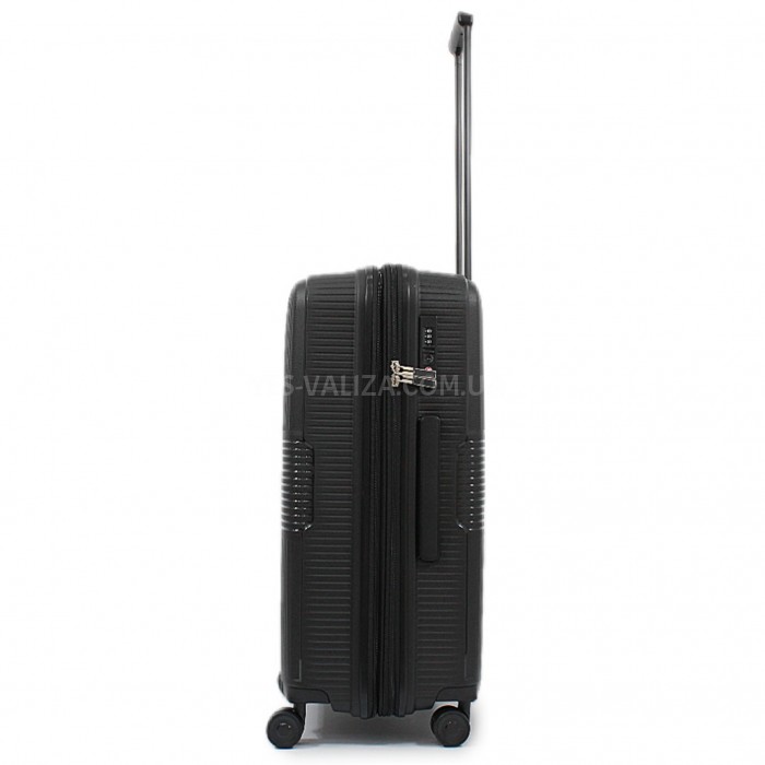 Чемодан средний M полипропилен чёрный 67х47х30+5/88л/3.6кг/Airtex 251, фото 4