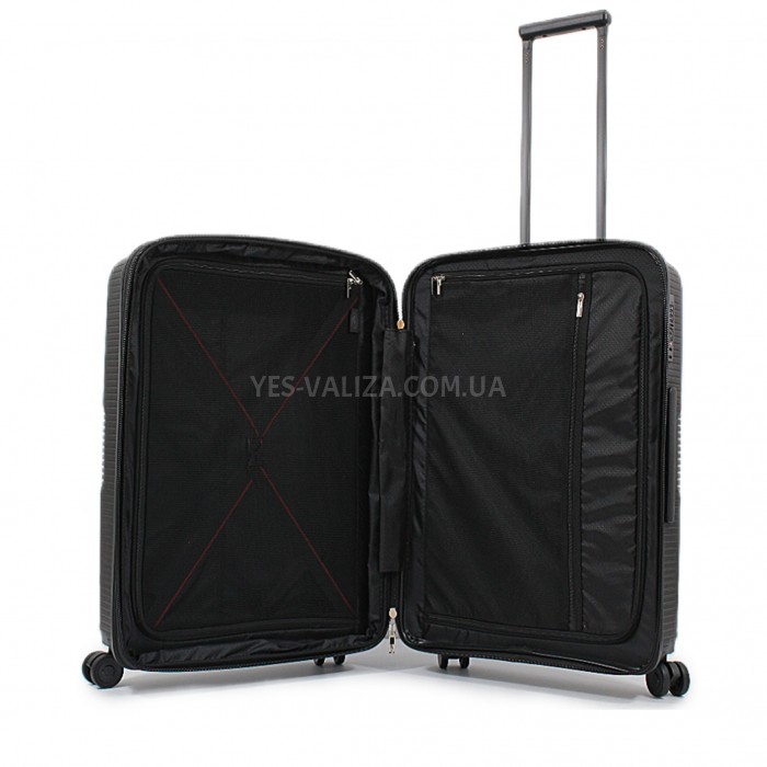Валіза середня M поліпропілен чорна 67х47х30+5/88л/3.6кг/Airtex 251, фото 10
