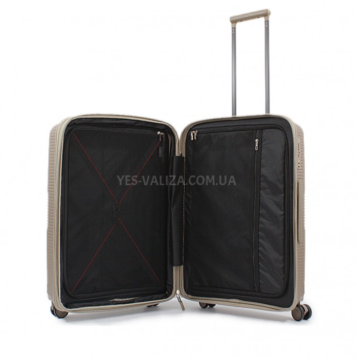 Чемодан средний M полипропилен шампань 67х47х30+5/88л/3.6кг/Airtex 251, фото 10