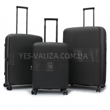 Набір валіз Франція (L M S-3шт) поліпропілен чорний/Airtex 251