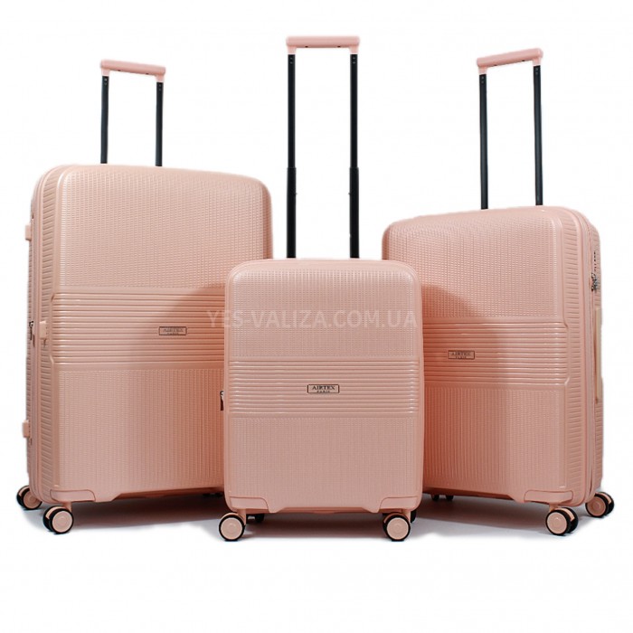 Набір валіз Франція (L M S-3шт) поліпропілен рожевий/Airtex 251, фото 1