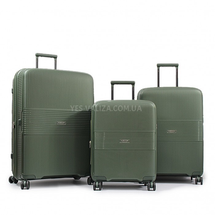 Набір валіз Франція (L M S-3шт) поліпропілен зелений/Airtex 251, фото 2